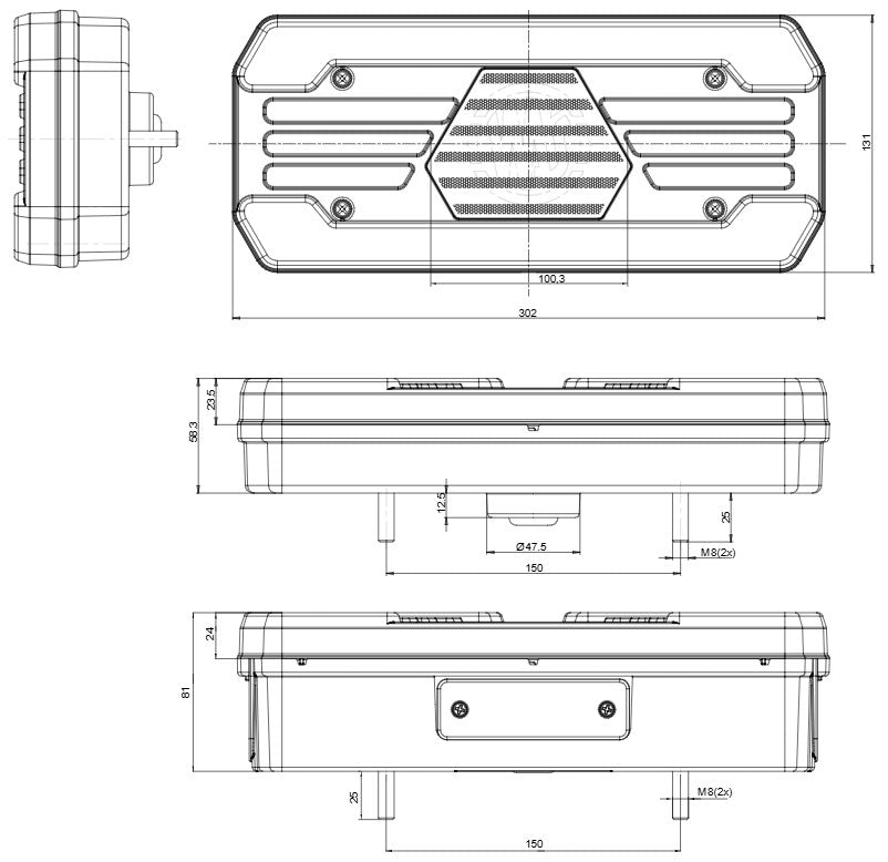 W250DD+SM1 5 Function Tail Lamp, Dynamic Indicator & Number Plate Light - Euromotive Lighting & Signal