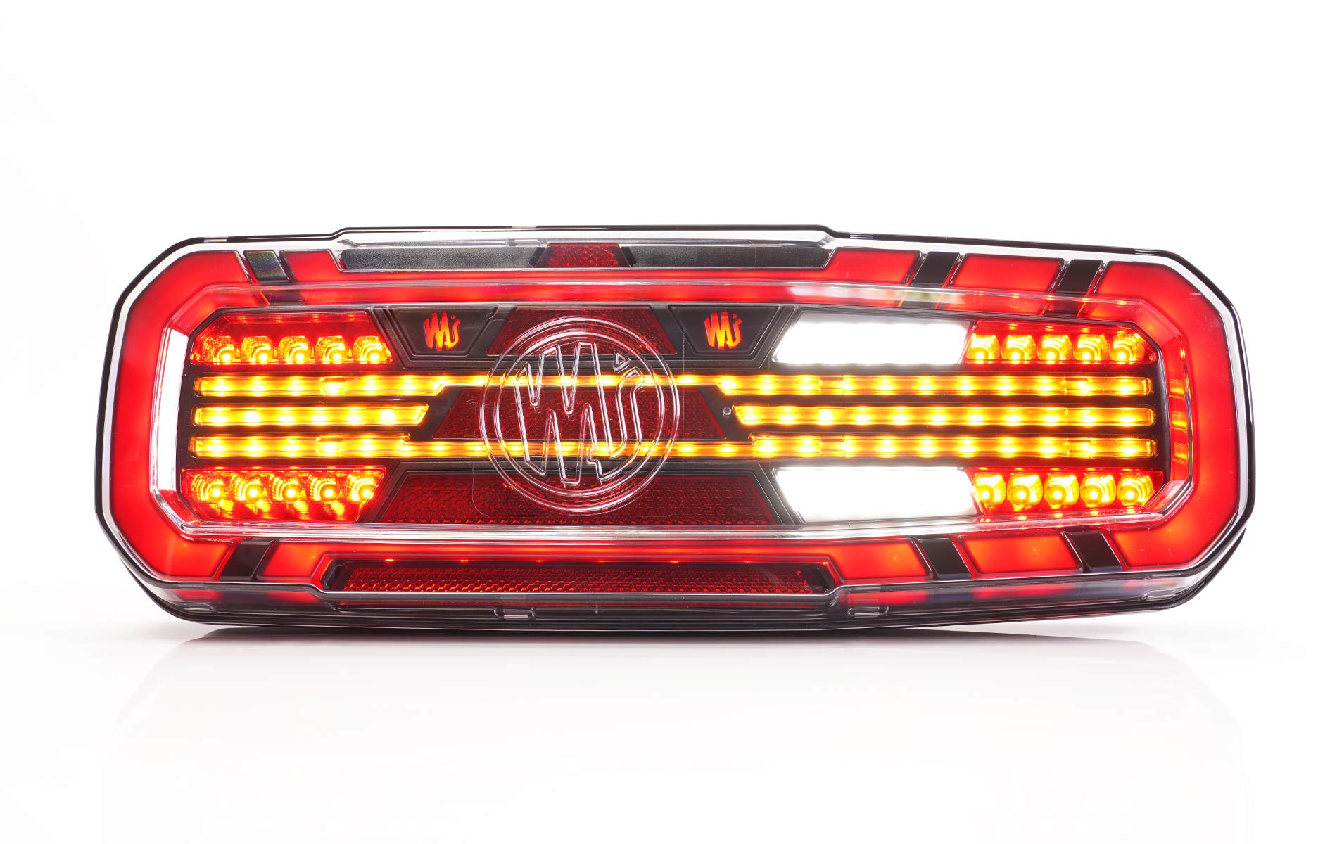W277DD LINE 5 Function Trailer Tail Lamp with Dynamic Indicator & Dark Lens (NO LOGO) - Superseal Connectors & 7 Pin TYCO
