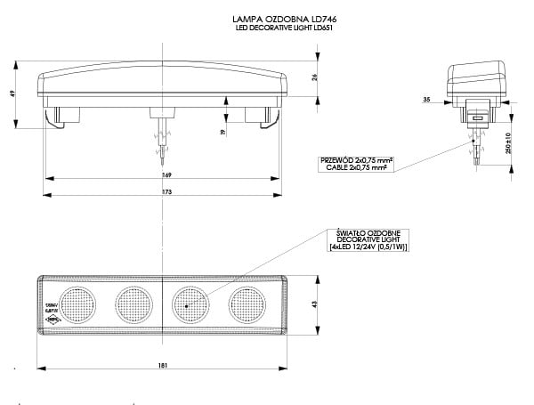 Scania Visor Lamp Clear With Loom Plug