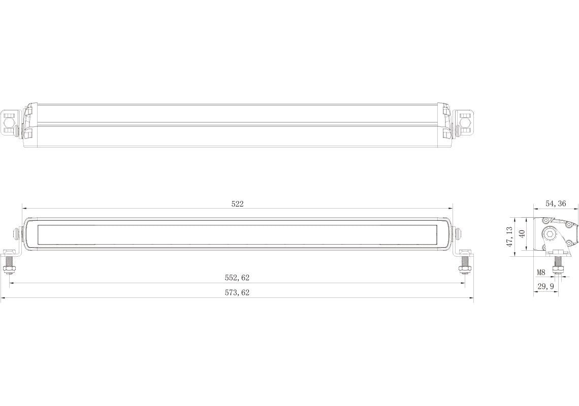 D16049 Driving Bar,Single, 20" 8820lm, 49w, 10-30v - Euromotive Lighting & Signal