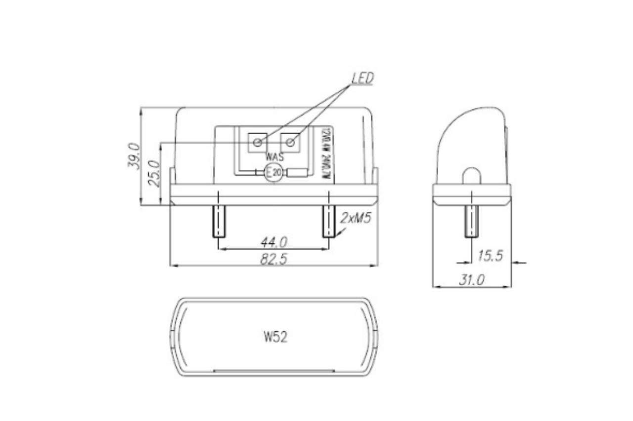 W52 LED Registration Plate Lamp Small - EC244 - Euromotive Lighting & Signal