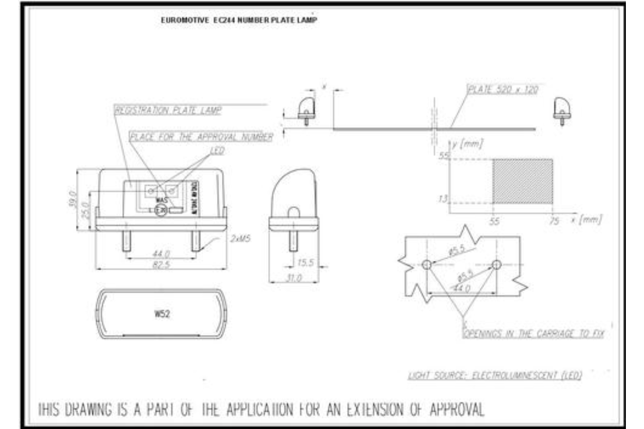 W52 LED Registration Plate Lamp Small - EC244 - Euromotive Lighting & Signal