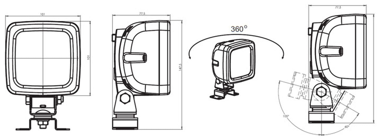 W81 Lumen1700 EC683 LED Square Work lamp - Euromotive Lighting & Signal