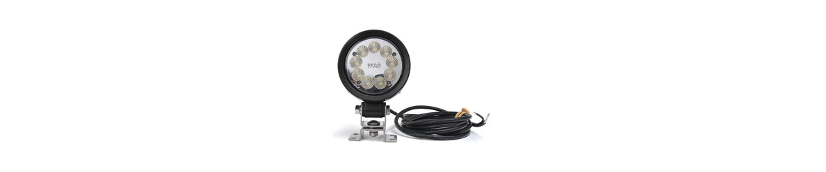 WAŚ round LED flood work lamp with mounting bracket
