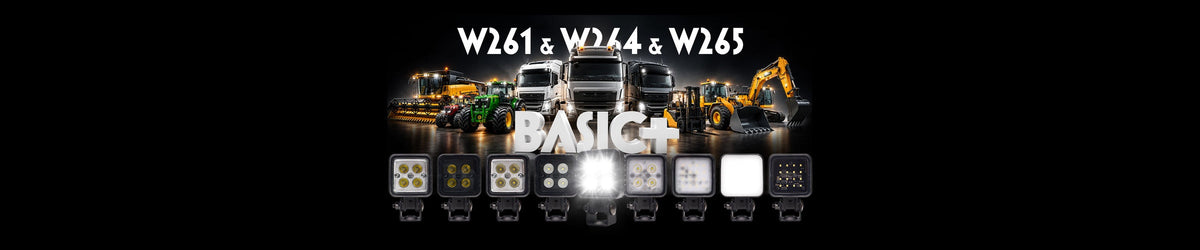 WAS Basic+ work lamps with trucks, tractors and construction machinery