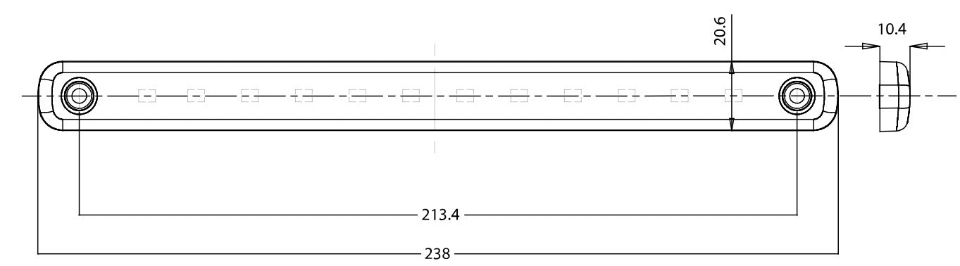 Front Marker Lamp Long, 12 Led, 12/24V, W276 BLACK - Euromotive Lighting & Signal