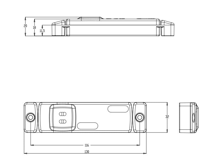 W45 EC221 Rear assembly end outline Euro Style Position LED Lamp