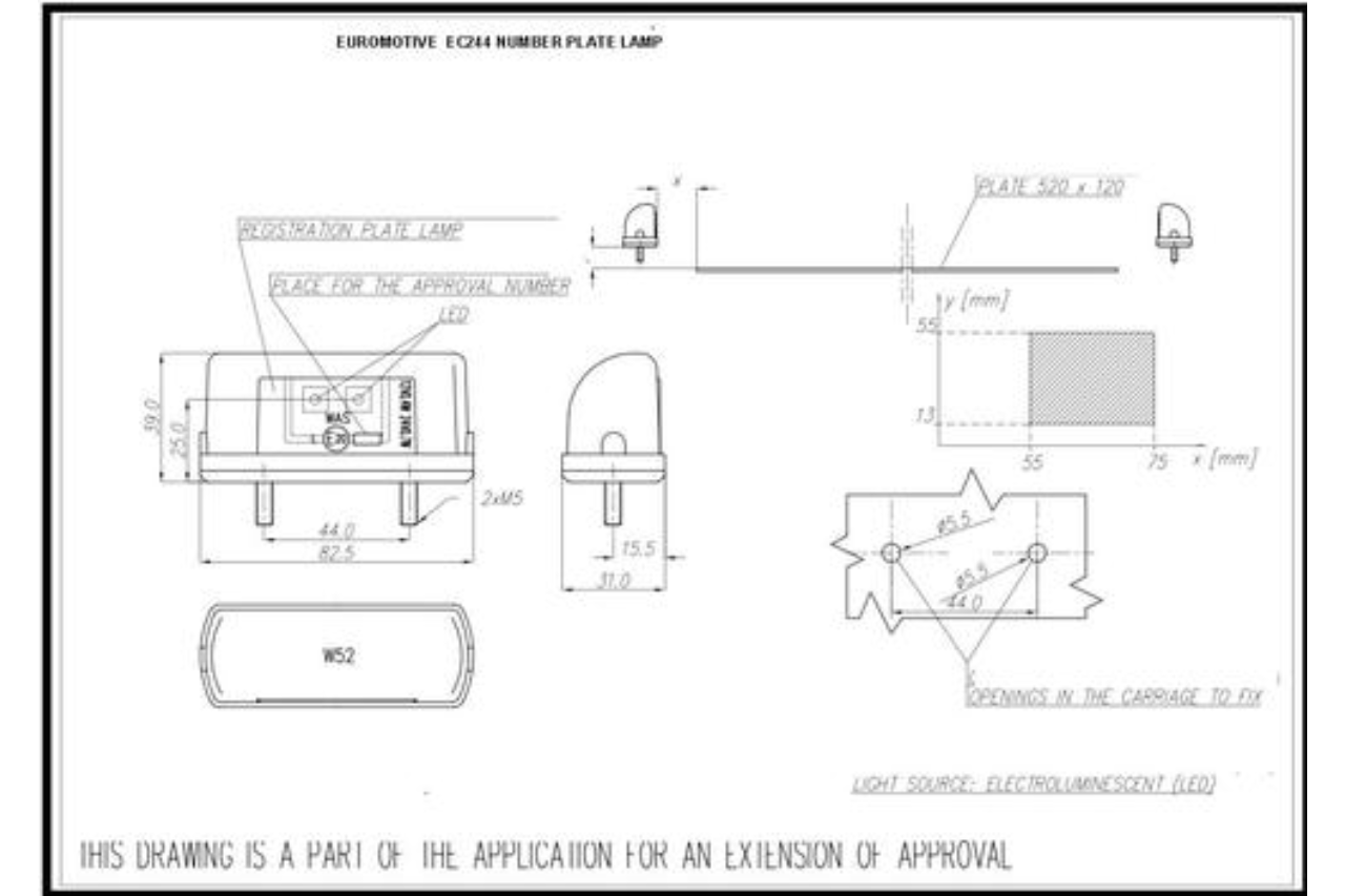 W52 LED Registration Plate Lamp Small - EC244