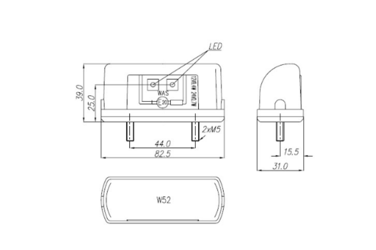 W52 LED Registration Plate Lamp Small - EC244