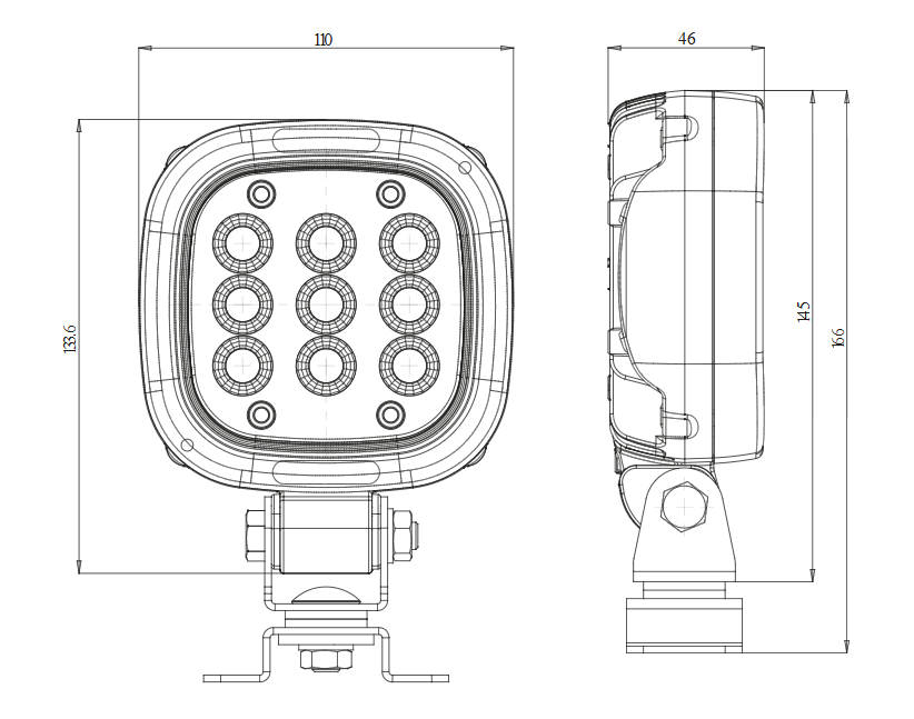 WAS EC1464 ADR LED Work Lamp front view

WAS EC1464 ADR LED Work Lamp mounted on tractor

WAS EC1464 ADR LED Work Lamp side profile
