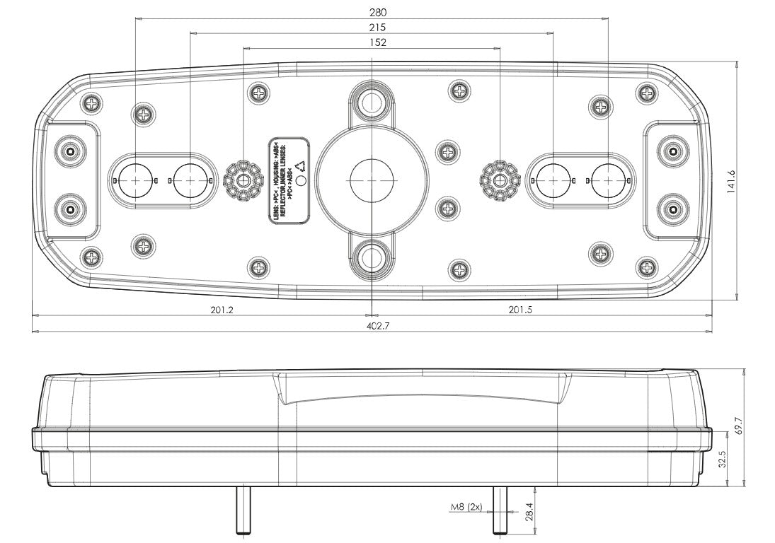 W277DD LINE 5 Function Trailer Tail Lamp with Dynamic Indicator & Dark Lens (NO LOGO) - Superseal Connectors & 7 Pin TYCO