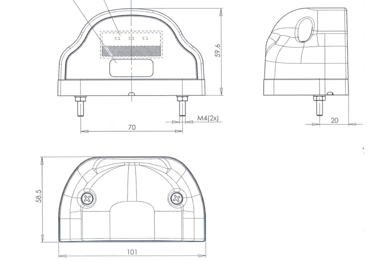 W88 LED Registration Plate Lamp Large - EC730