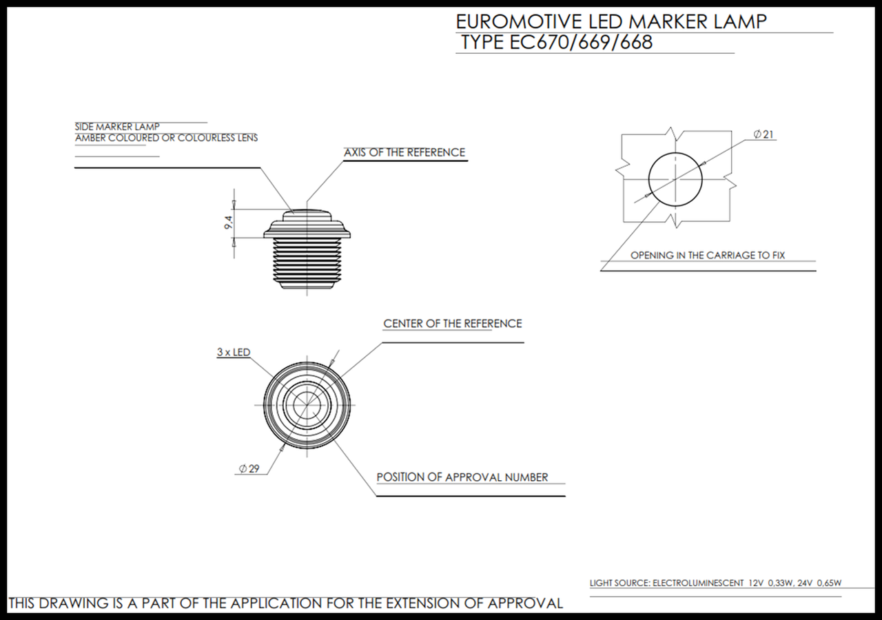 W80 EC670 Amber Round Marker LED Lamp