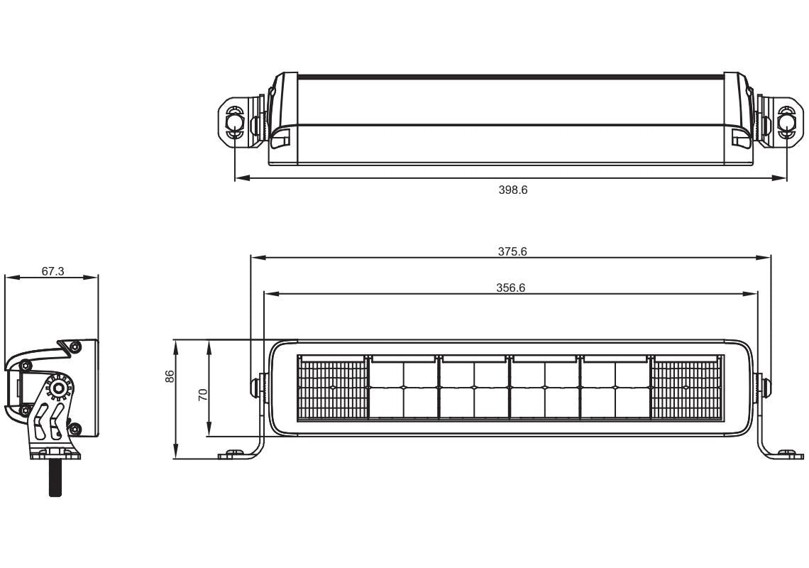 D16051 Driving Bar,Dual, 13.5" 10080lm Amb/Wht DRL, R65 Flash, 49w, 10-30v