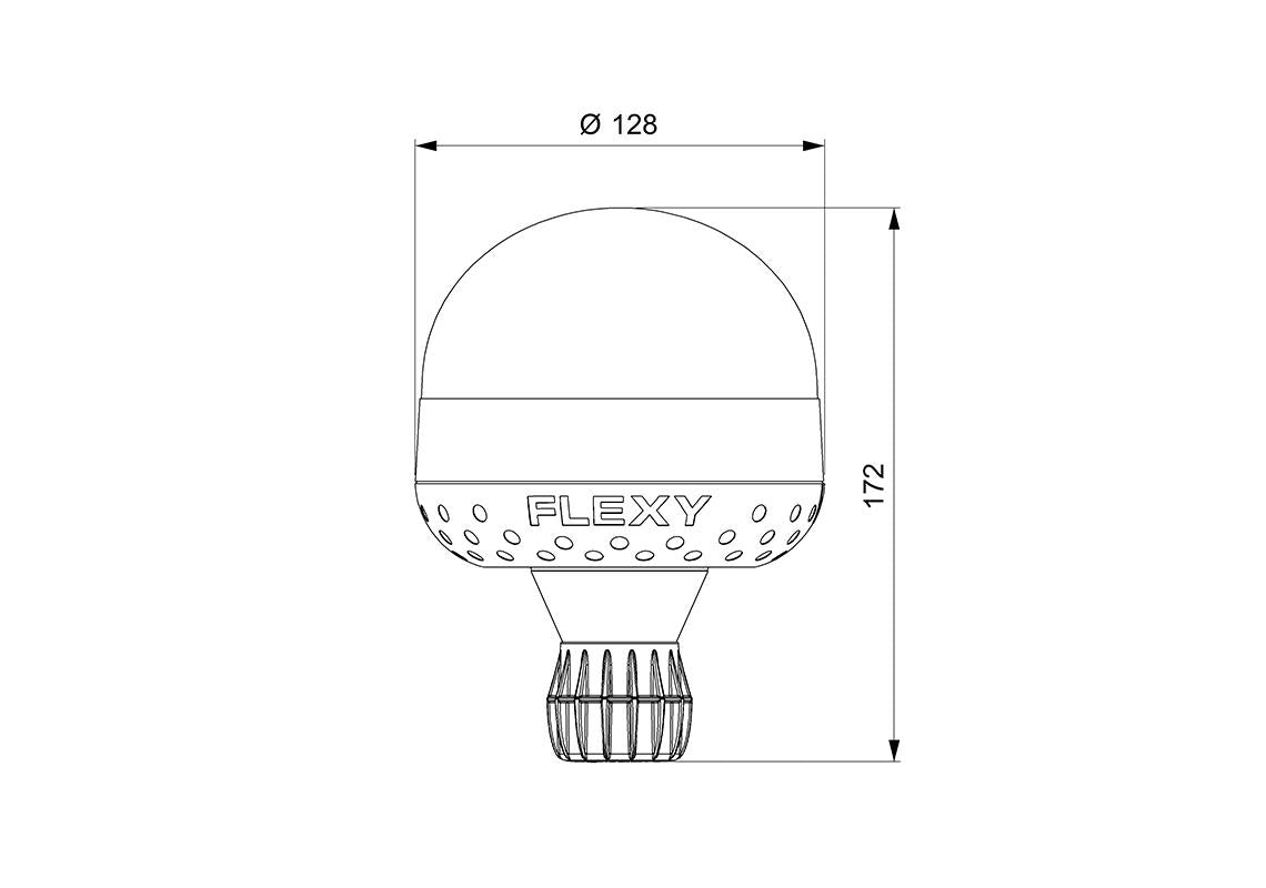 E-VENUS ecological LED beacon with amber double flash dimensions
