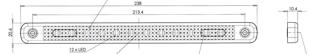 W97.5 EC722 Front position Position 12 LED Long SlimlineLamp - Euromotive Lighting & Signal