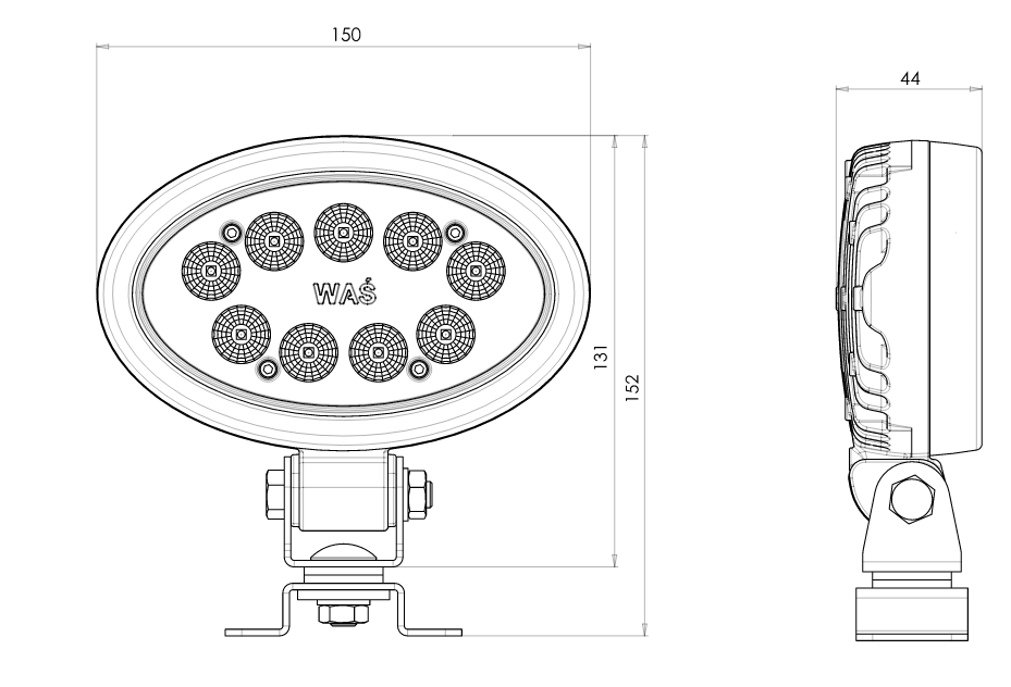 W165-5000  EC1159 EC1160 Led Oval Led Work Lamp Flood Or Spot Beam 5000Lumen