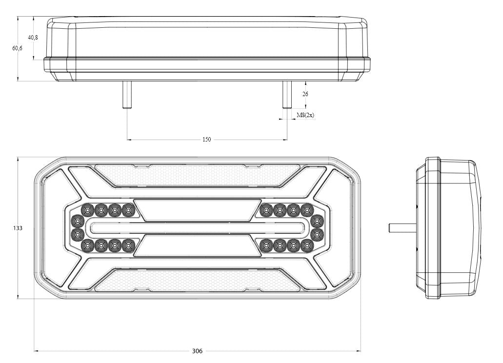 W185DD EC1299DDL/P LED Rear Lamp With Dynamic Indicator