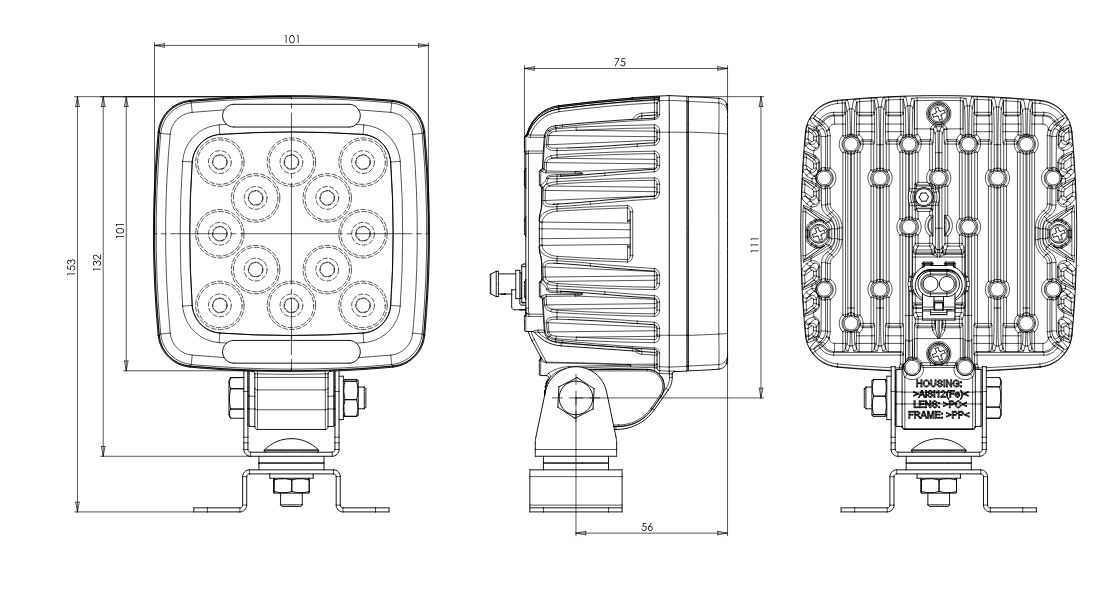 W144-6000 EC1209 LED Square Work Flood Lamp 6000Lumen