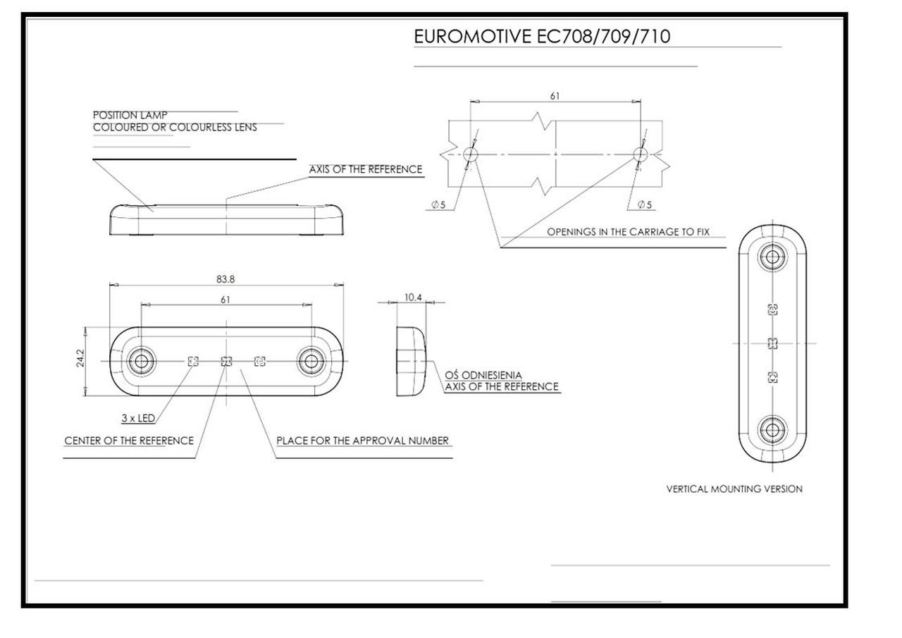 W97.1 EC708 Side position Slimline Flush 3 LED Lamp