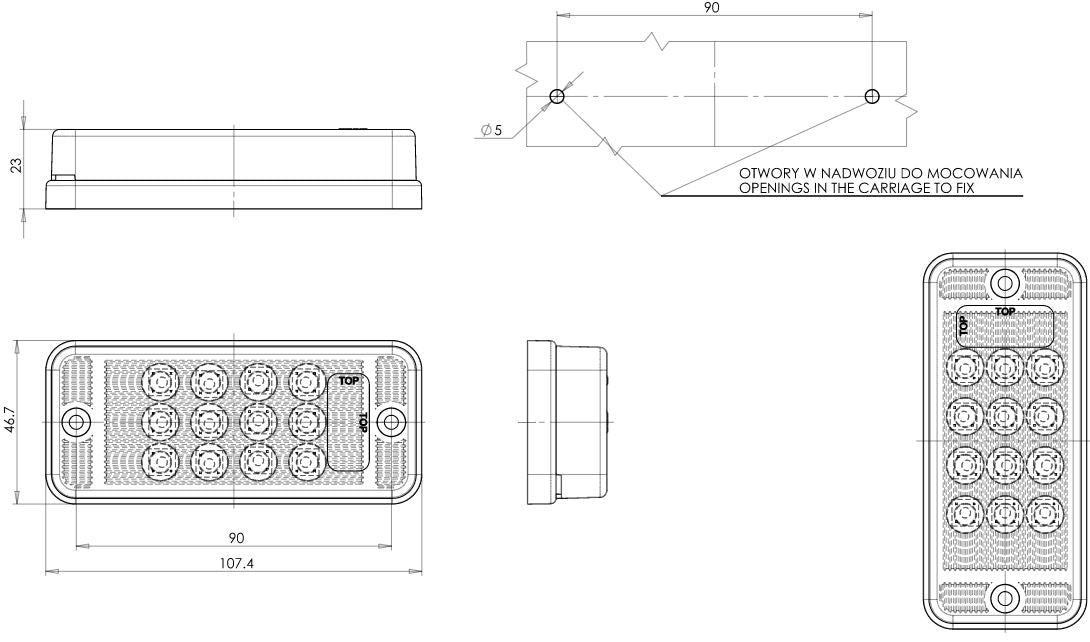 LW13 EC1465 Small LED Rectangular Interior Light - Euromotive Lighting & Signal