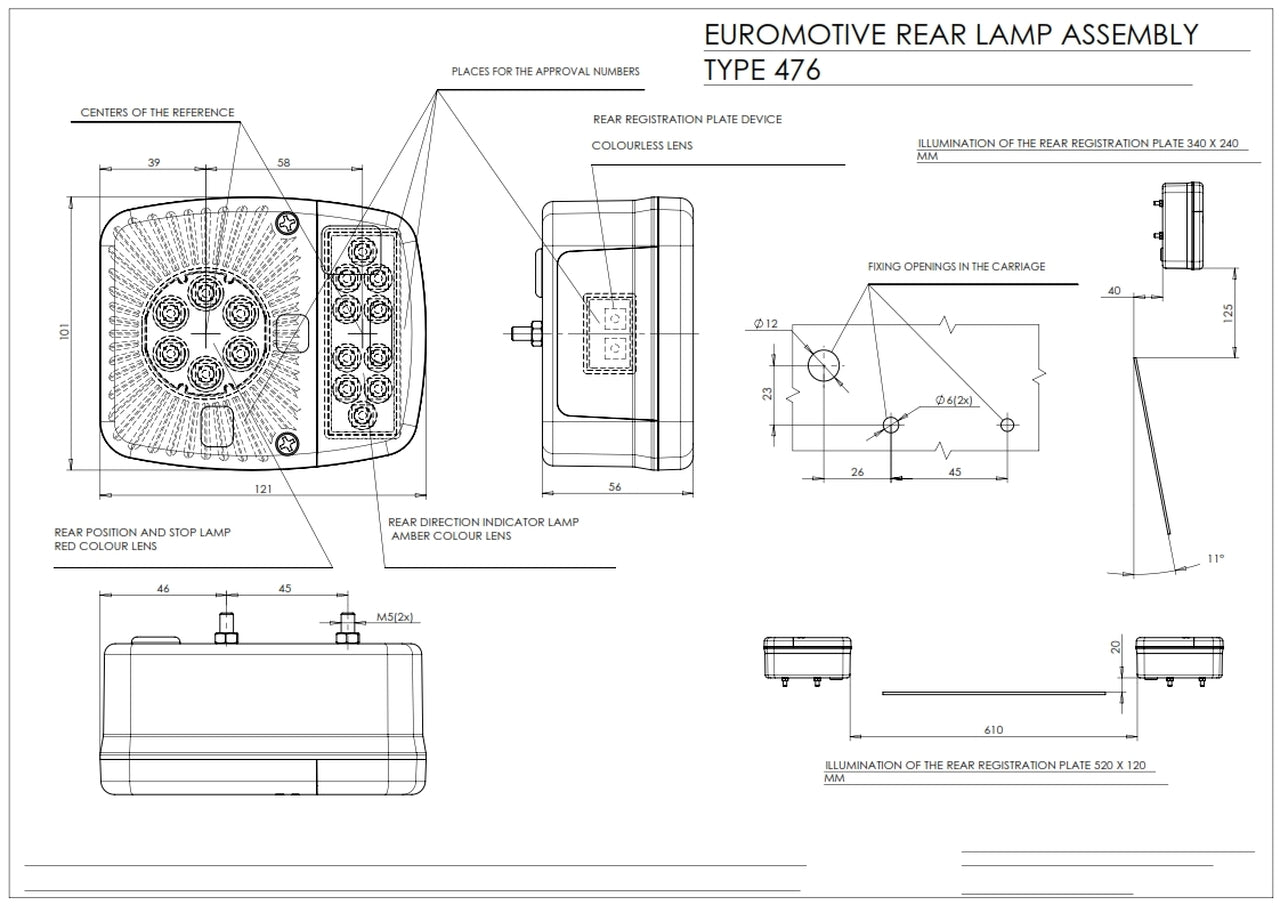 W18UD EC476 LED Stop / Tail / Indicator Lamp - Euromotive Lighting & Signal